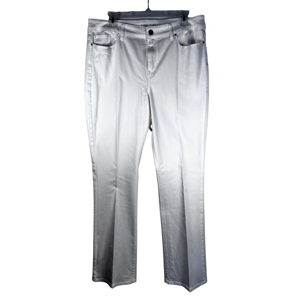 Chicos Platinum Barely Boot‎ White Denim Pants Size 2 Regular Bootcut Jeans